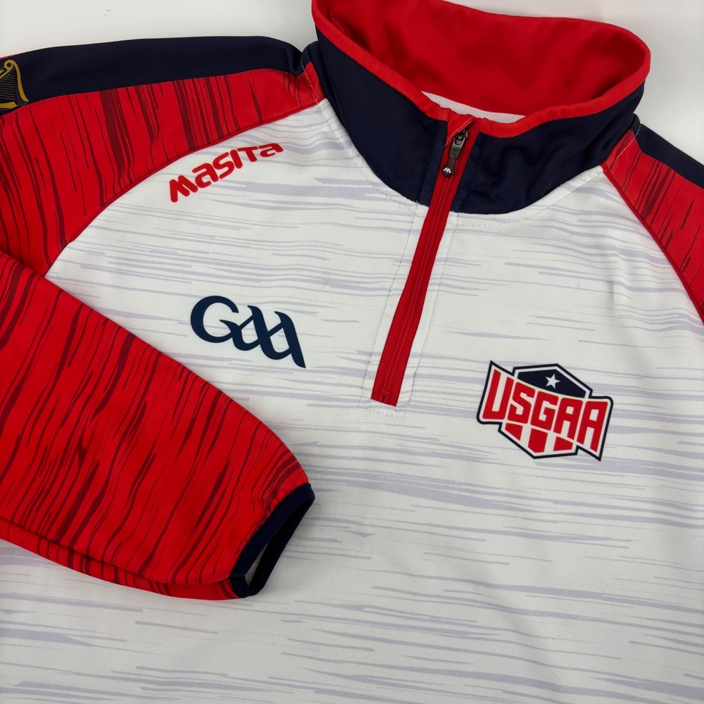 Masita USGAA Pullover Men Medium Red White Excellent Guinness GAA Quarter Zip